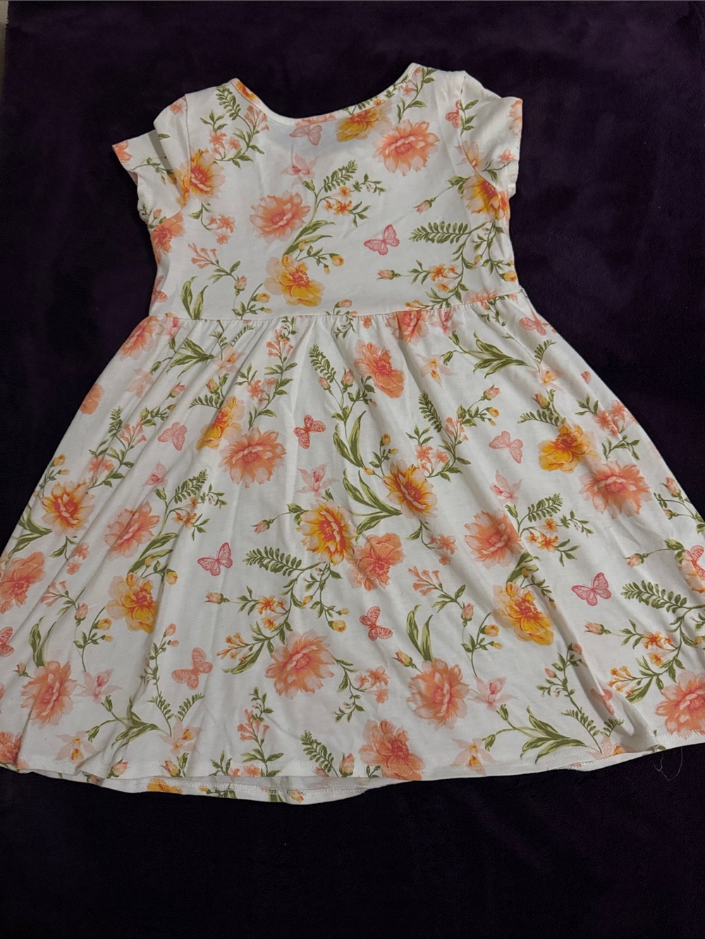 The Children’s place 5T Girls' White Floral Flutter-Sleeve Dress - Picture 2 of 4